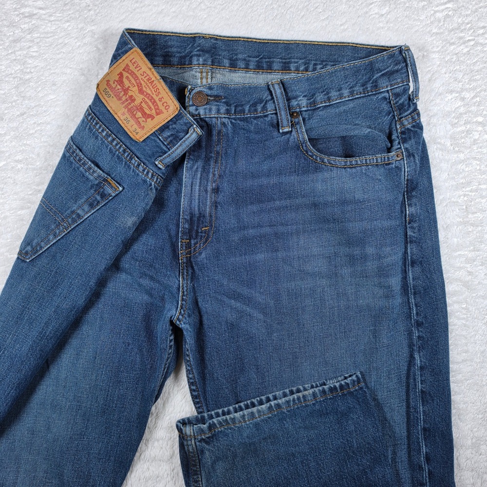 Levis 569 Loose Straight Mens 36/34 Blue Cotton Relaxed Fit Jeans S40175